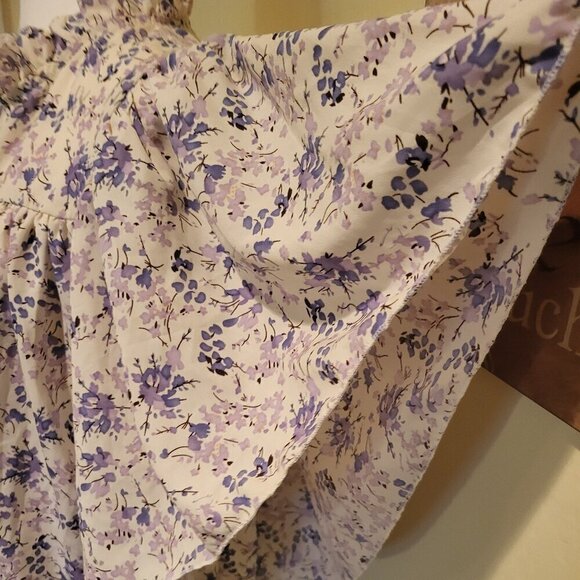 Bishop + Young Flutter sleeve Floral Blouse NWOT Size Small Cream/Blue - Picture 12 of 14